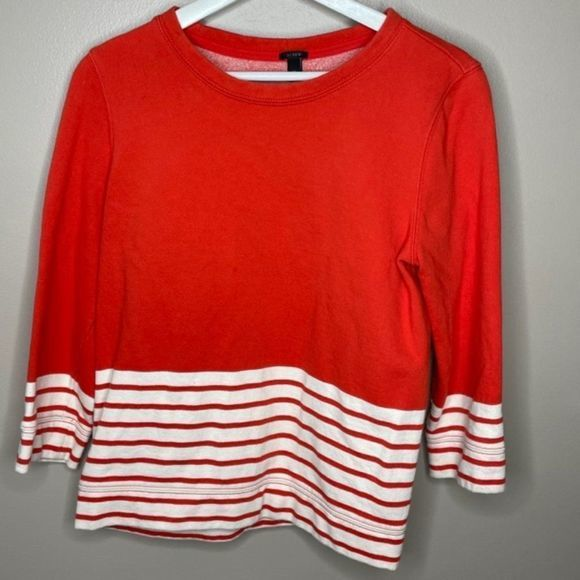 J. Crew Tops - J. Crew Orange White Sweatshirt‎
